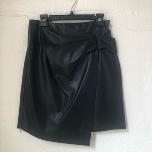 Faux leather wrap skirt